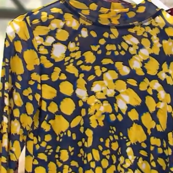 LOGO Layers Printed Long Sleeve Sheer Mesh Mock Neck Top XL - Picture 3 of 5